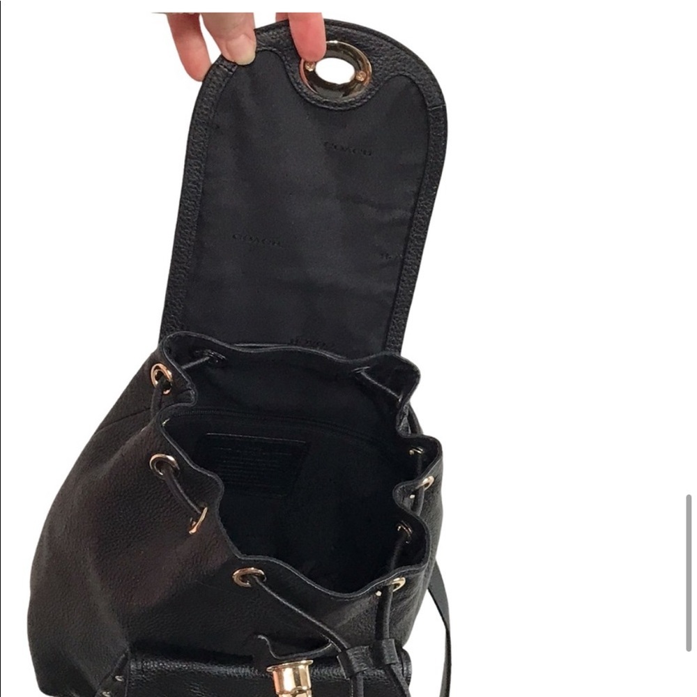 Coach Turnlock Mini Rucksack Black Leather Backpack - Picture 8 of 12